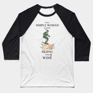 Skiing And Wine Baseball T-Shirt